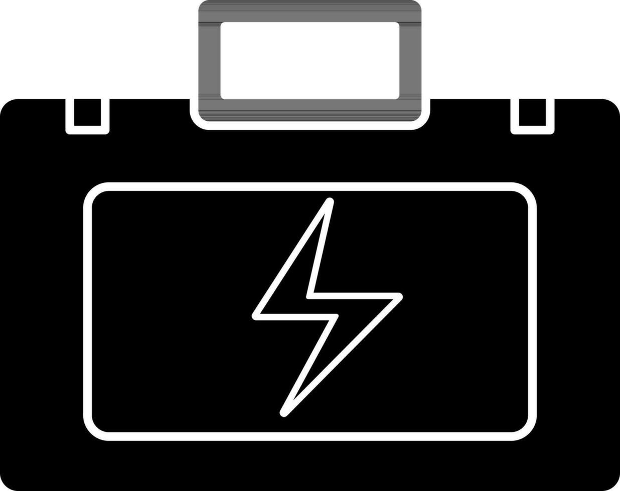 Electrical Tool Box Icon In black and white Color. vector