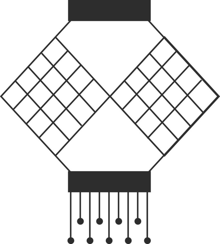 Black And White Paper Lanternkandil Doodle Elements. vector