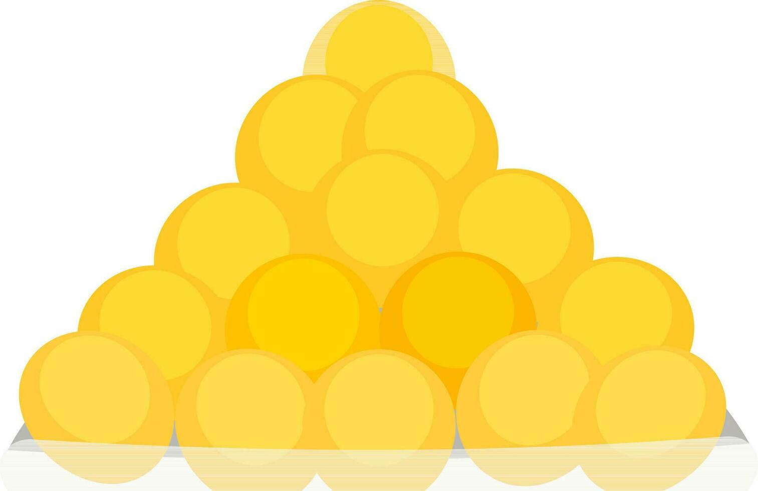 plano estilo dulce pelotas laddu elemento en amarillo color. vector