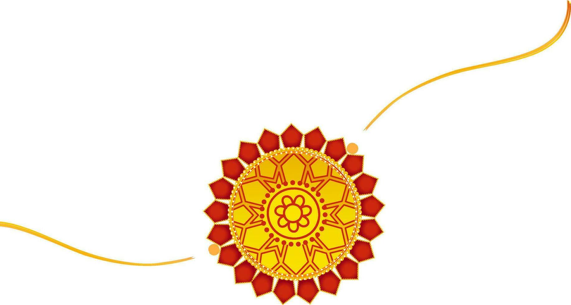 Beautiful Floral Rakhi Wristband Element In Yellow And Red Color. vector
