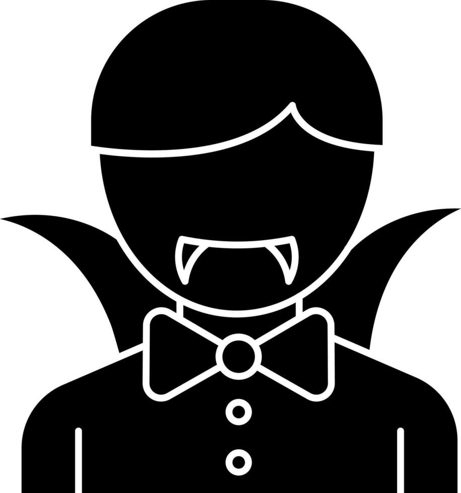 Man Vampire Icon In black and white Color. vector