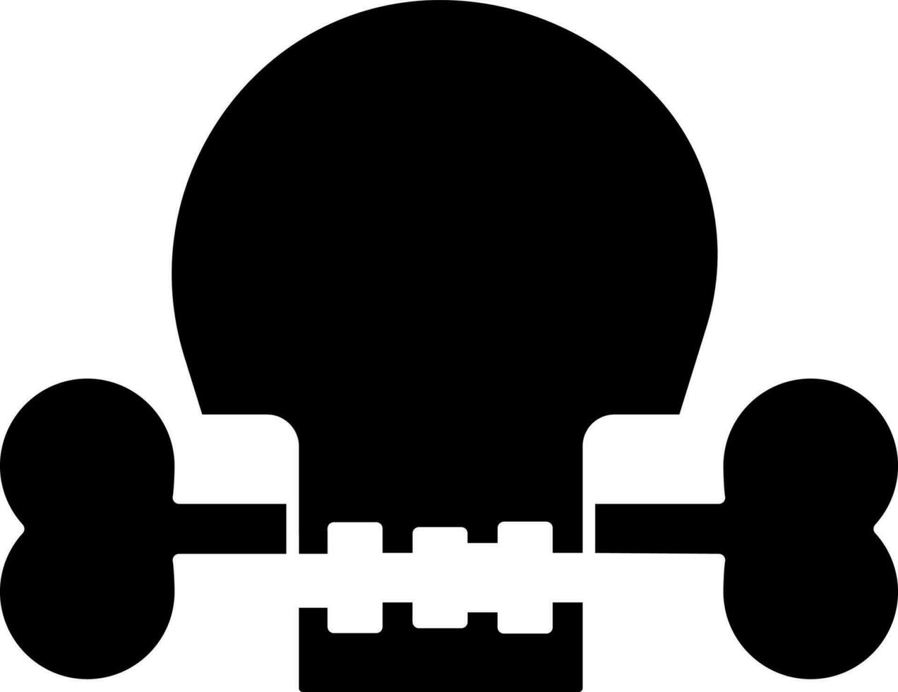 Skull And Bone Icon In Glyph Style. vector