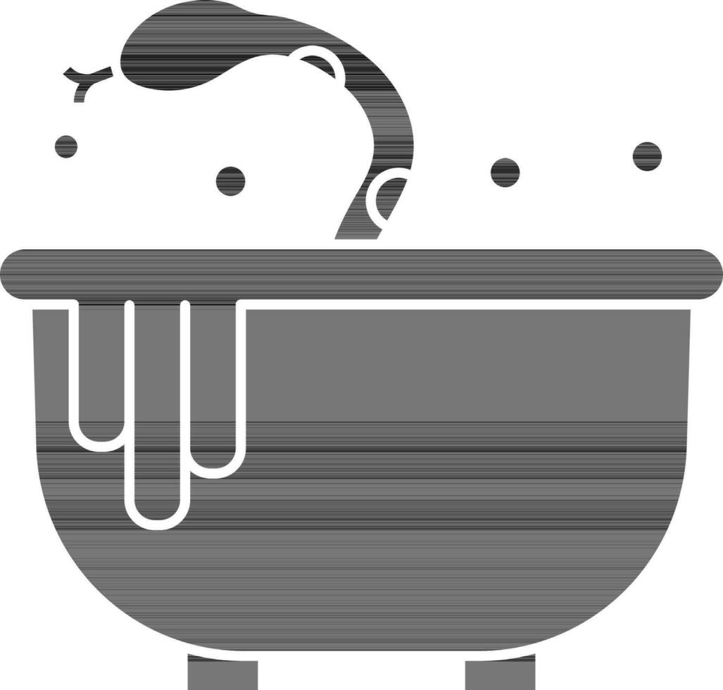 Cauldron With Snake Icon In black and white Color. vector