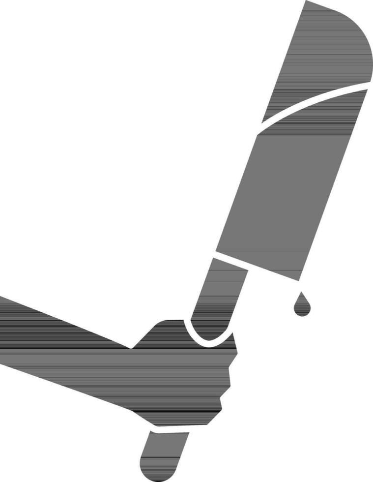 Hand Holding Knife Icon In Glyph Style. vector