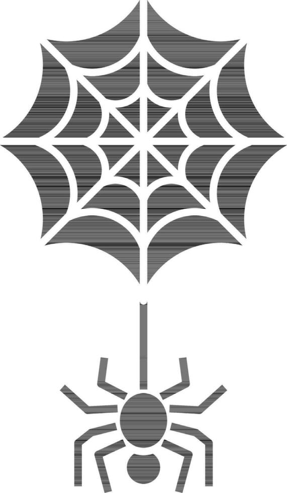 Spider web Icon In black and white Color. vector