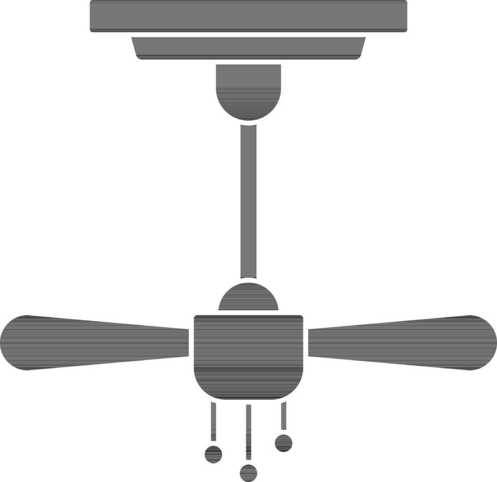 Illustration of Glyph Ceiling Fan Icon in Flat Style. vector