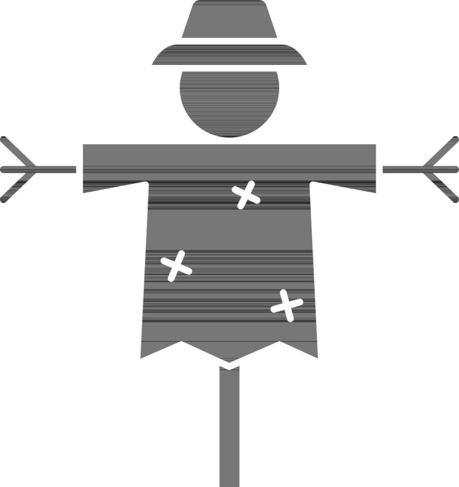 black and white Scarecrow Icon Or Symbol. vector