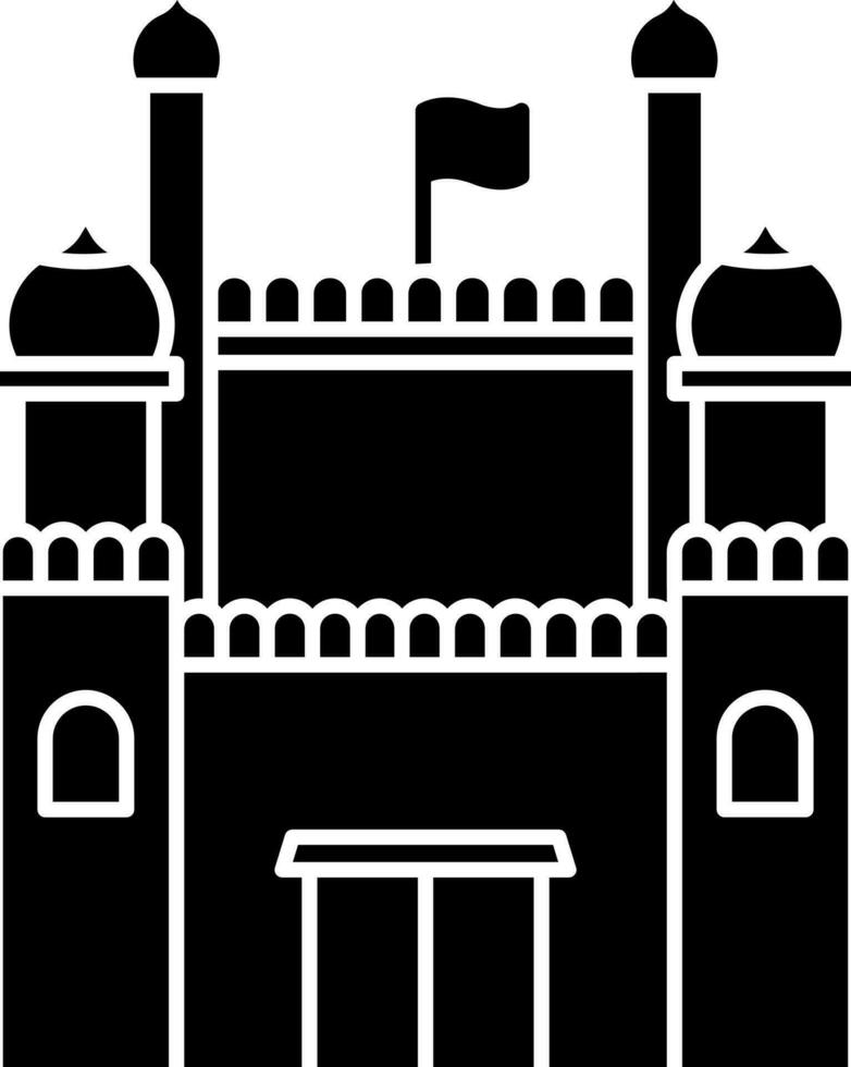 Red Fort Icon In black and white Color. vector