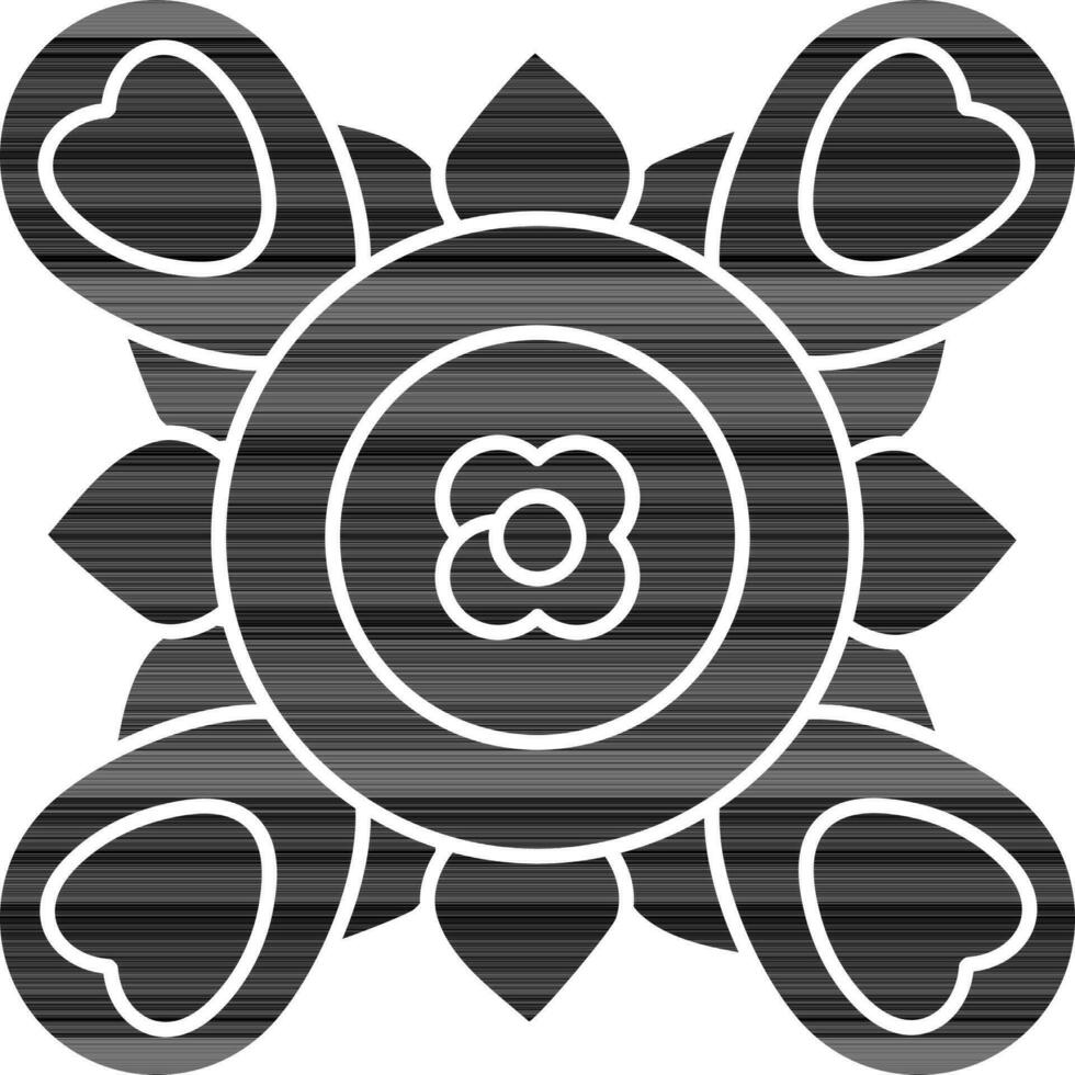 Muggulu Or Rangoli Icon in black and white Color. vector