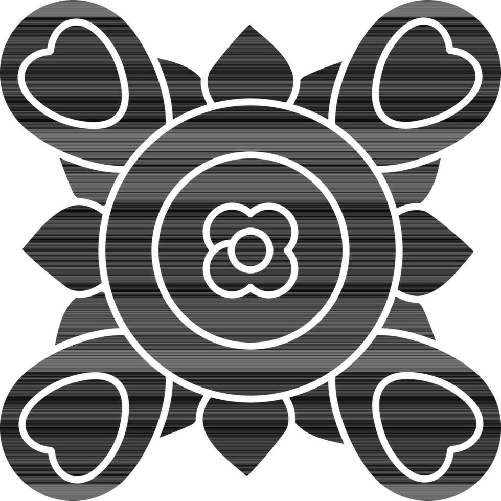 mugulu o rangoli icono en negro y blanco color. vector