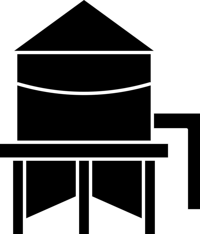 Water Tower Icon In black and white Color. vector