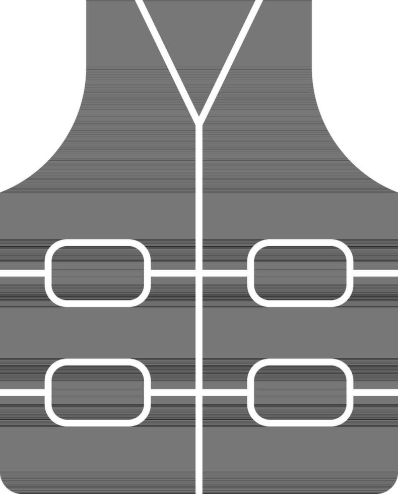 black and white Color Vest Icon In Flat Style. vector