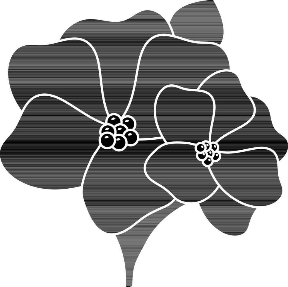 black and white Color Alpine Flower Icon. vector