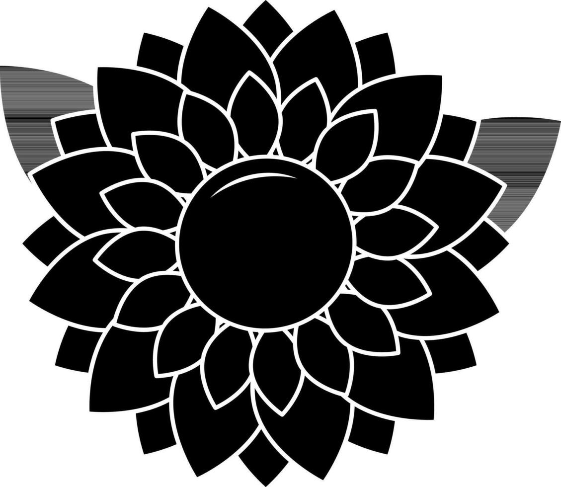 girasol icono en negro y blanco color. vector