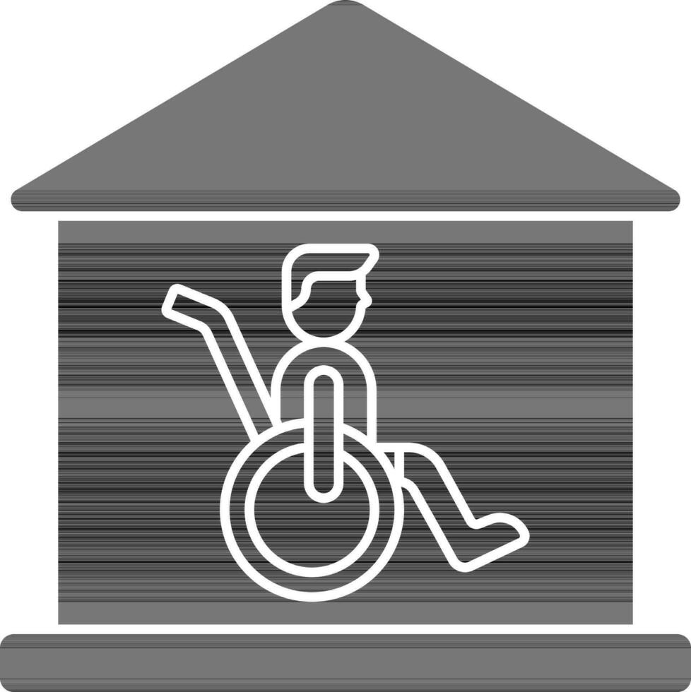 Handicapped Home Icon In black and white Color. vector