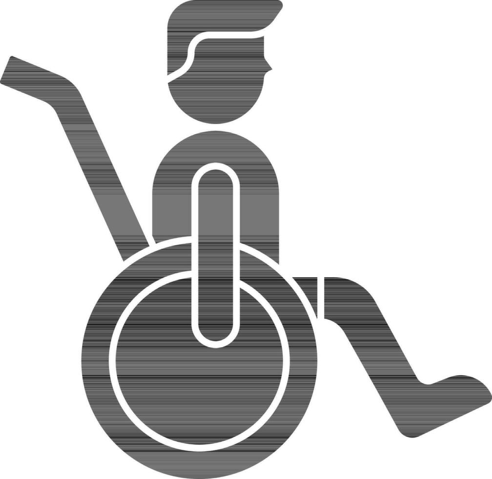 Wheelchair Disabled People Icon In black and white Color. vector