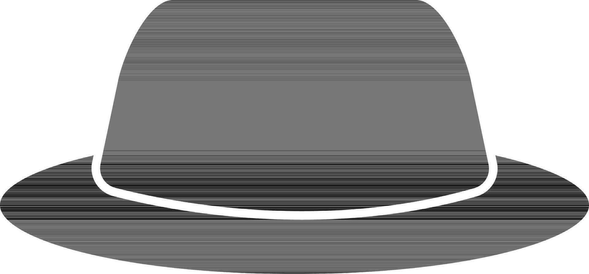black and white Isolated Fedora Hat Icon in Flat Style. vector