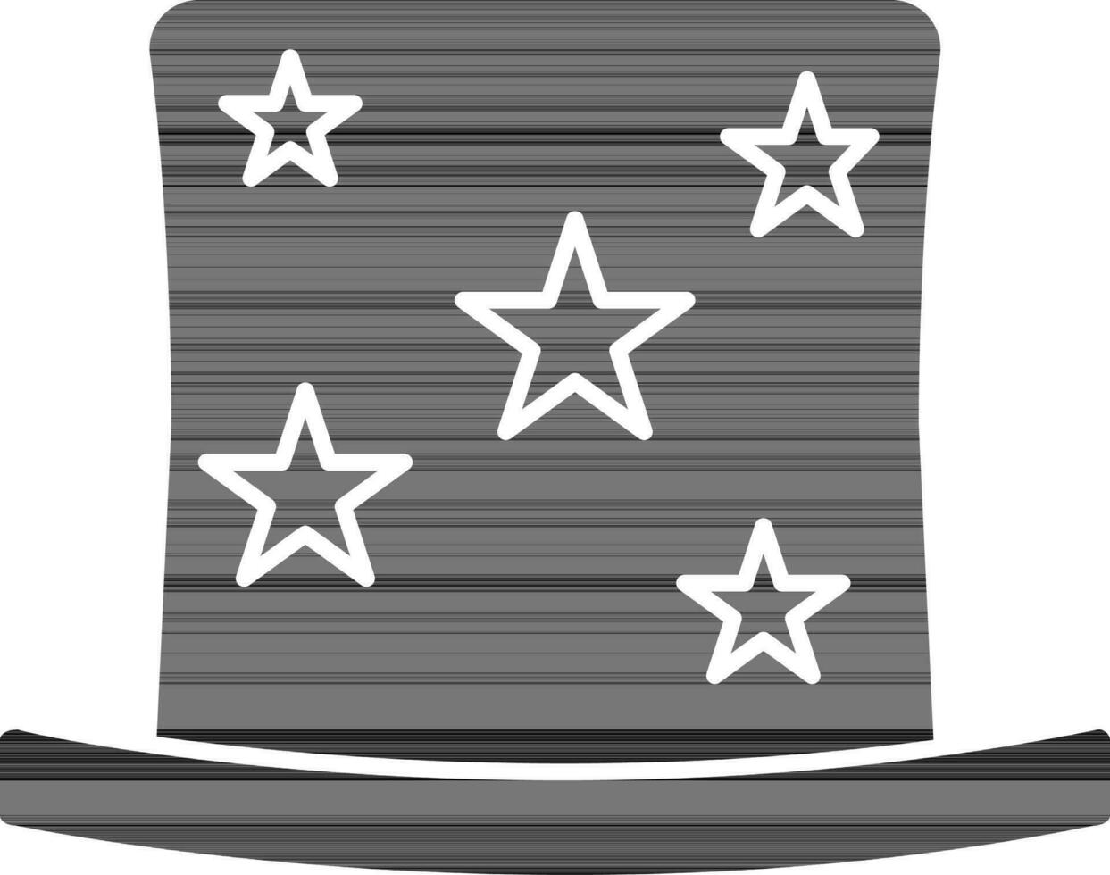 black and white Top Hat Icon in Flat Style. vector