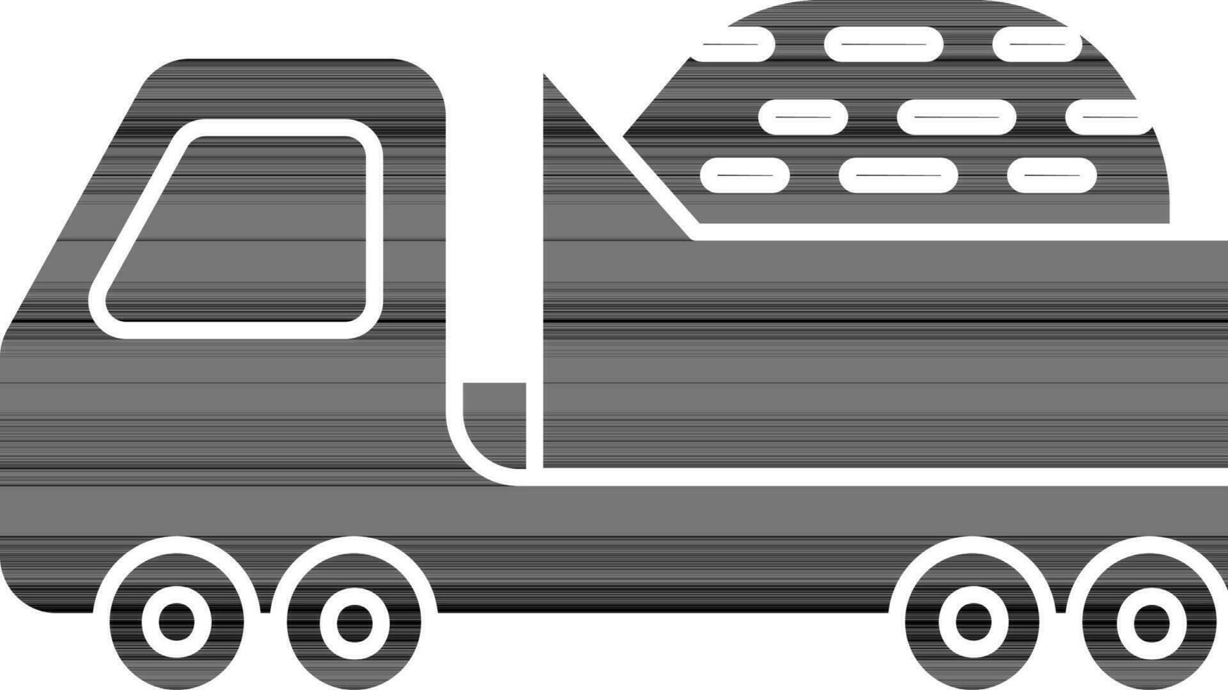 Illustration Of Dump Truck Icon In black and white Color. vector