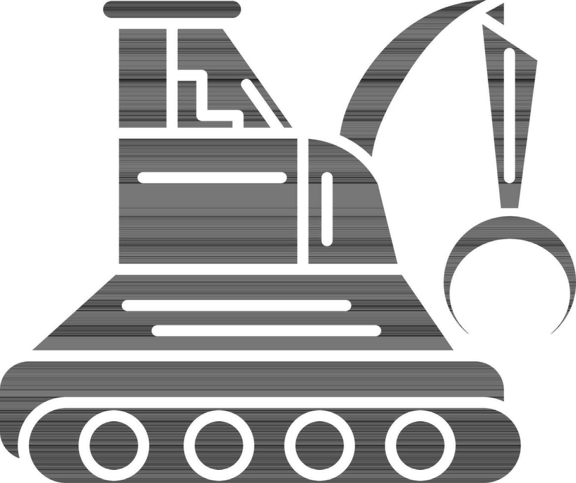 Excavator Or Grab Machine Icon In black and white Color. vector