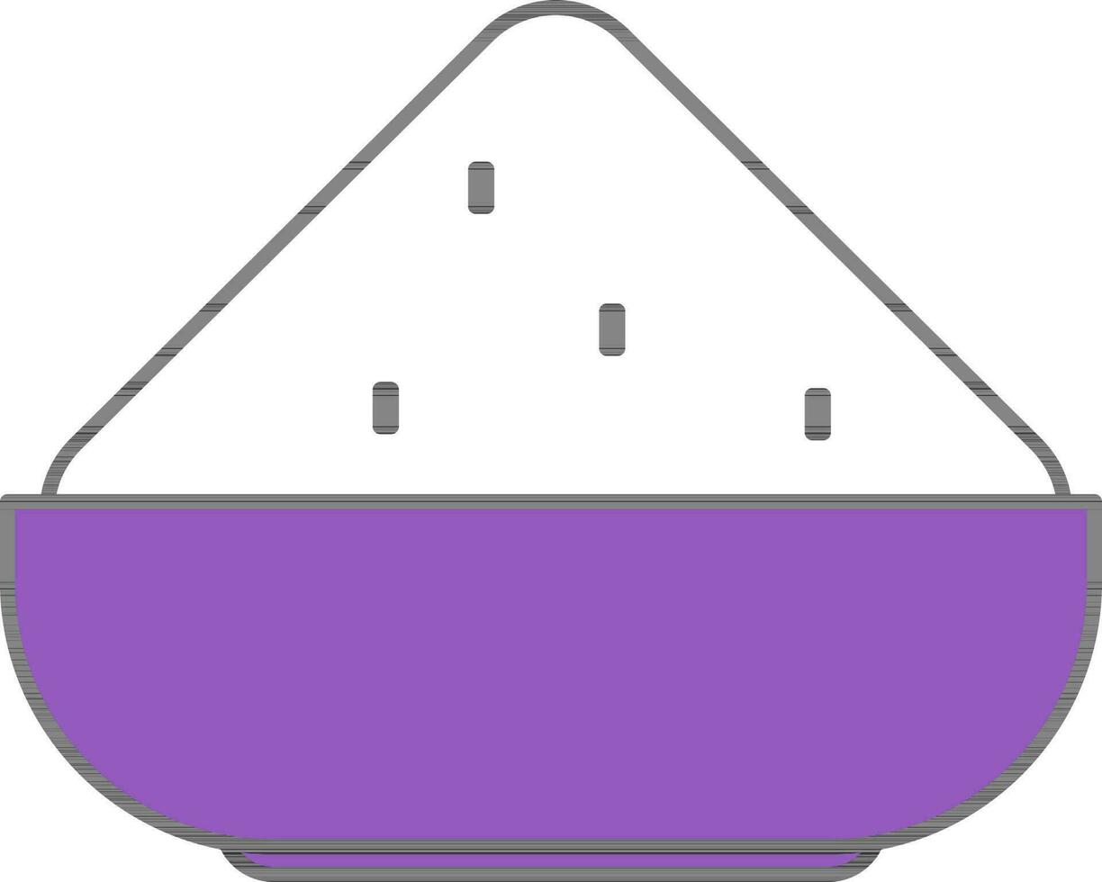 cuenco lleno de polvo gulal icono en Violeta y blanco color. vector