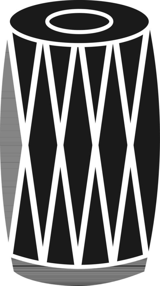 Black And White Dholak dhol Icon Or Symbol. vector