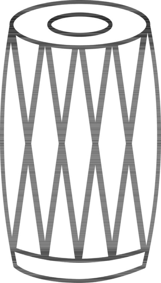 Stroke Style of Dholak dhol Icon Or Symbol. vector