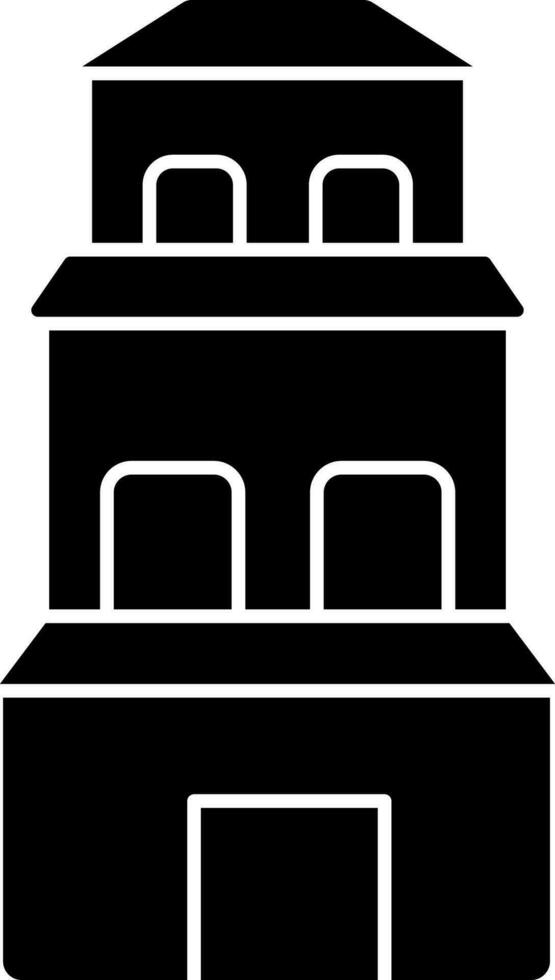 Three Storey Home Icon In black and white Color. vector