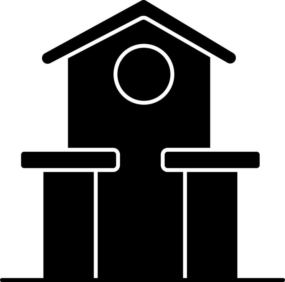 Bird House Or Home Icon In black and white Color. vector