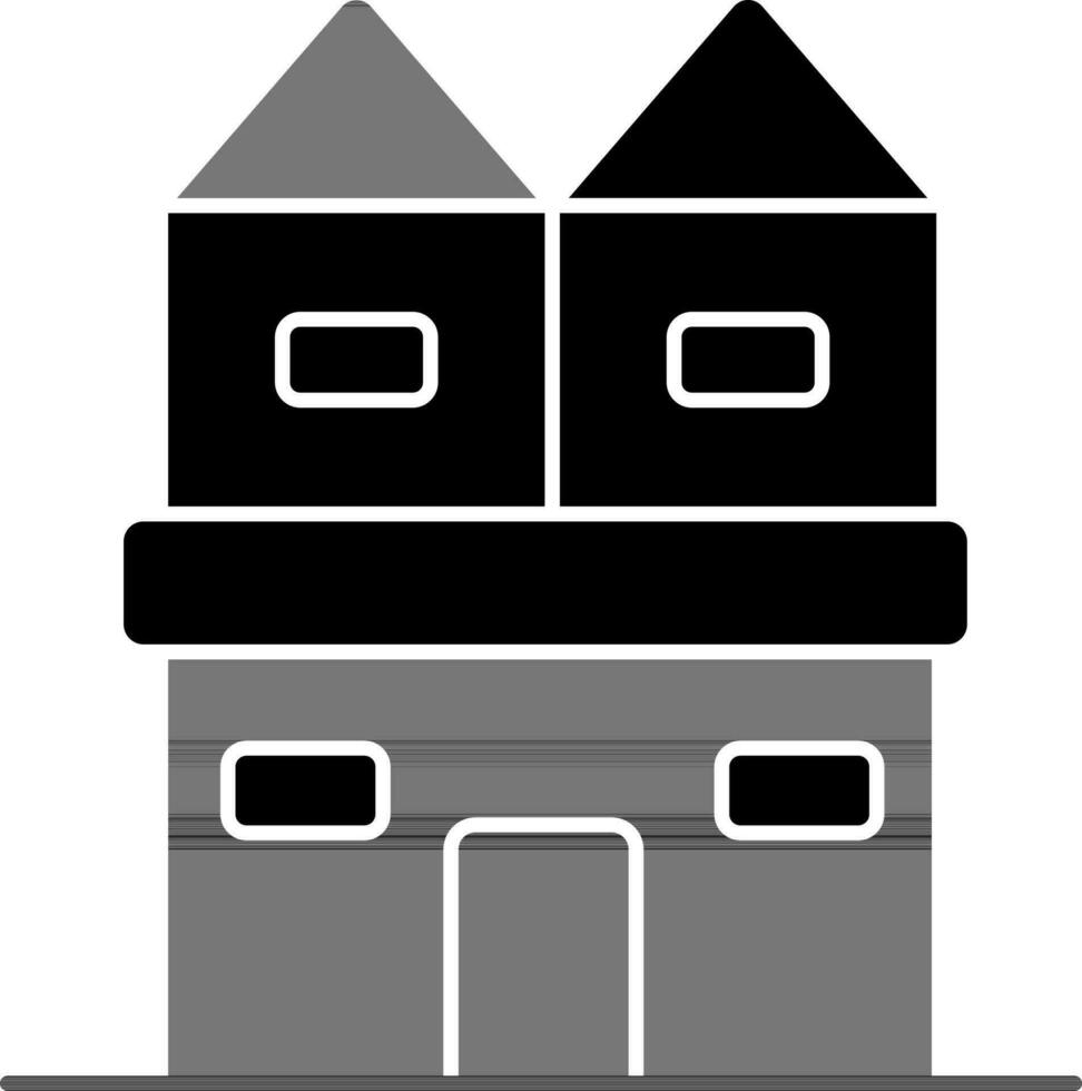 edificio o hogar icono en negro y blanco color. vector