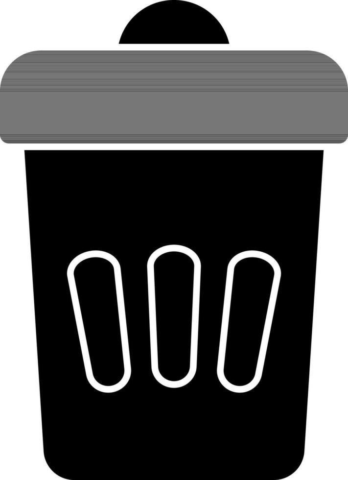 Dustbin Or Trash Icon In Black And White Color. vector