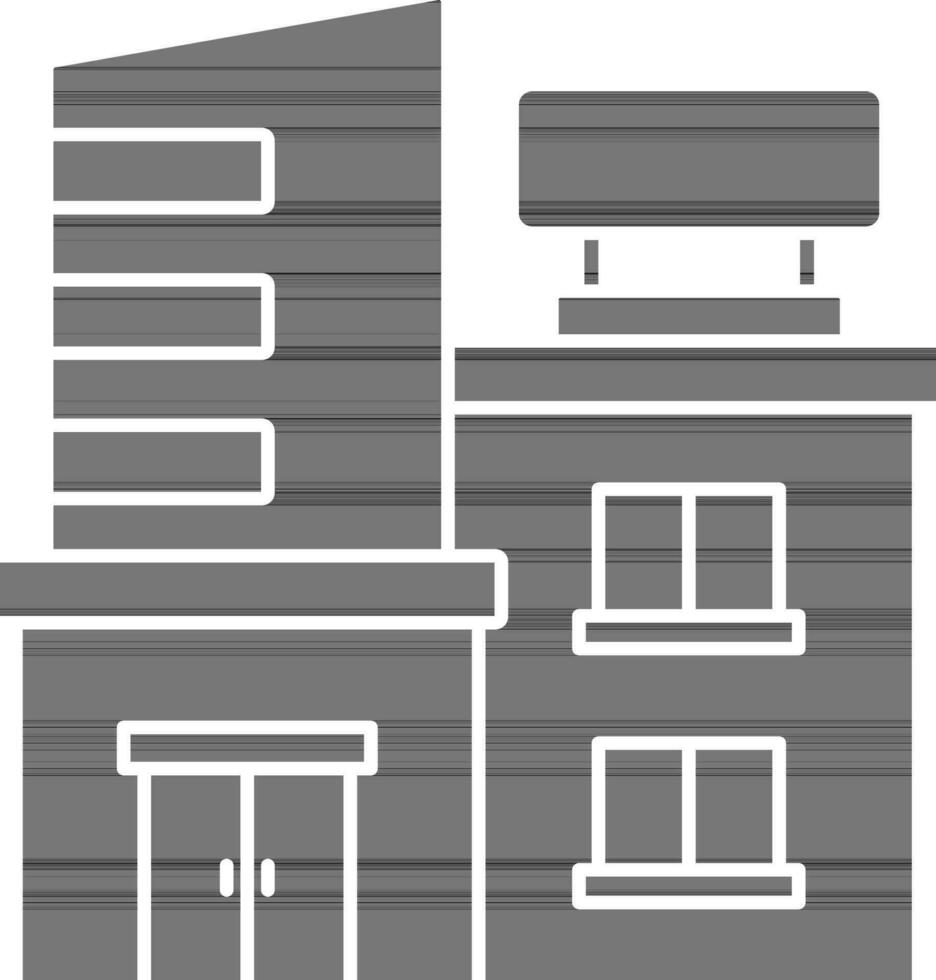 Isolated Hotel Or Building Icon In Glyph Style. vector