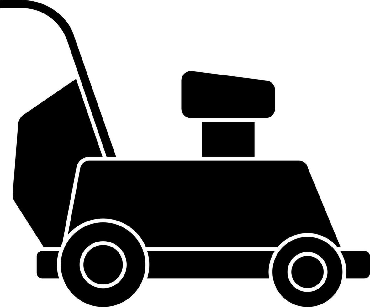 Glyph Style Lawn Mower Icon Or Symbol. vector