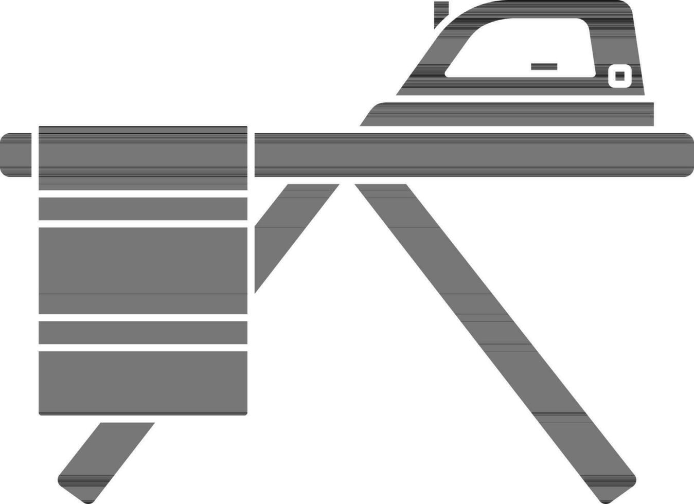 black and white Ironing Board And Cloth Icon. vector