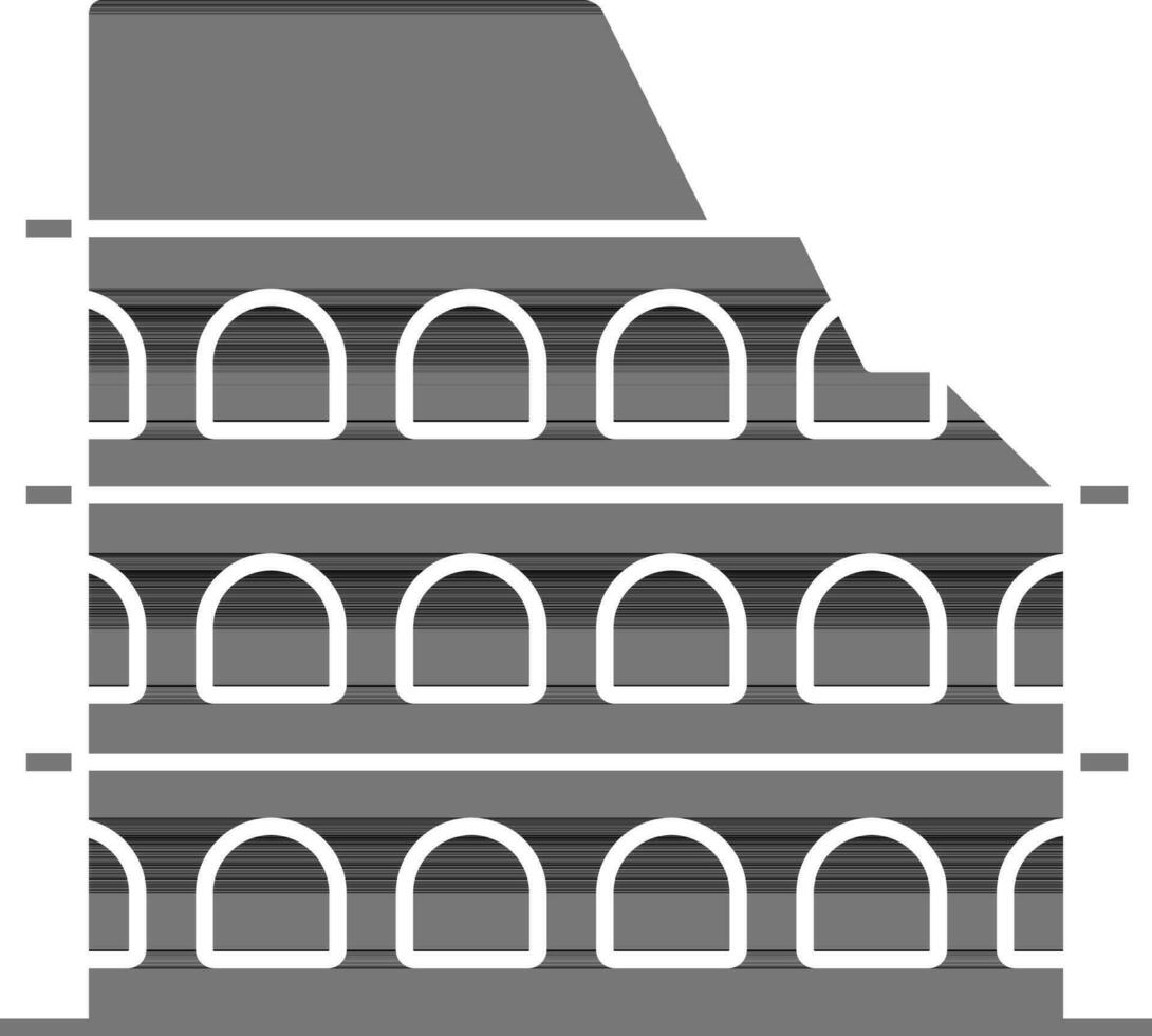 negro y blanco coliseo icono en plano estilo. vector