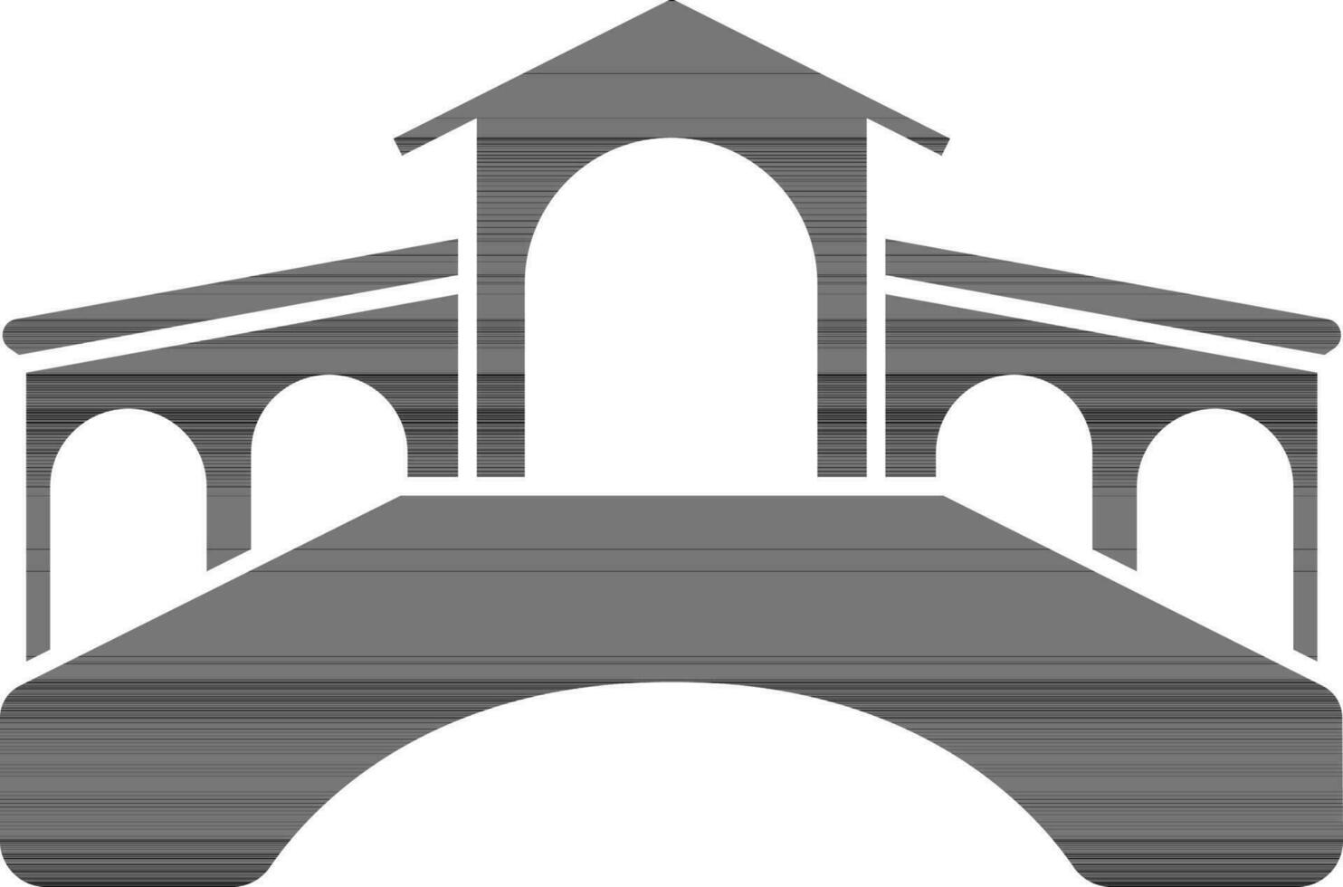 Rialto Bridge Flat Icon In black and white Color. vector