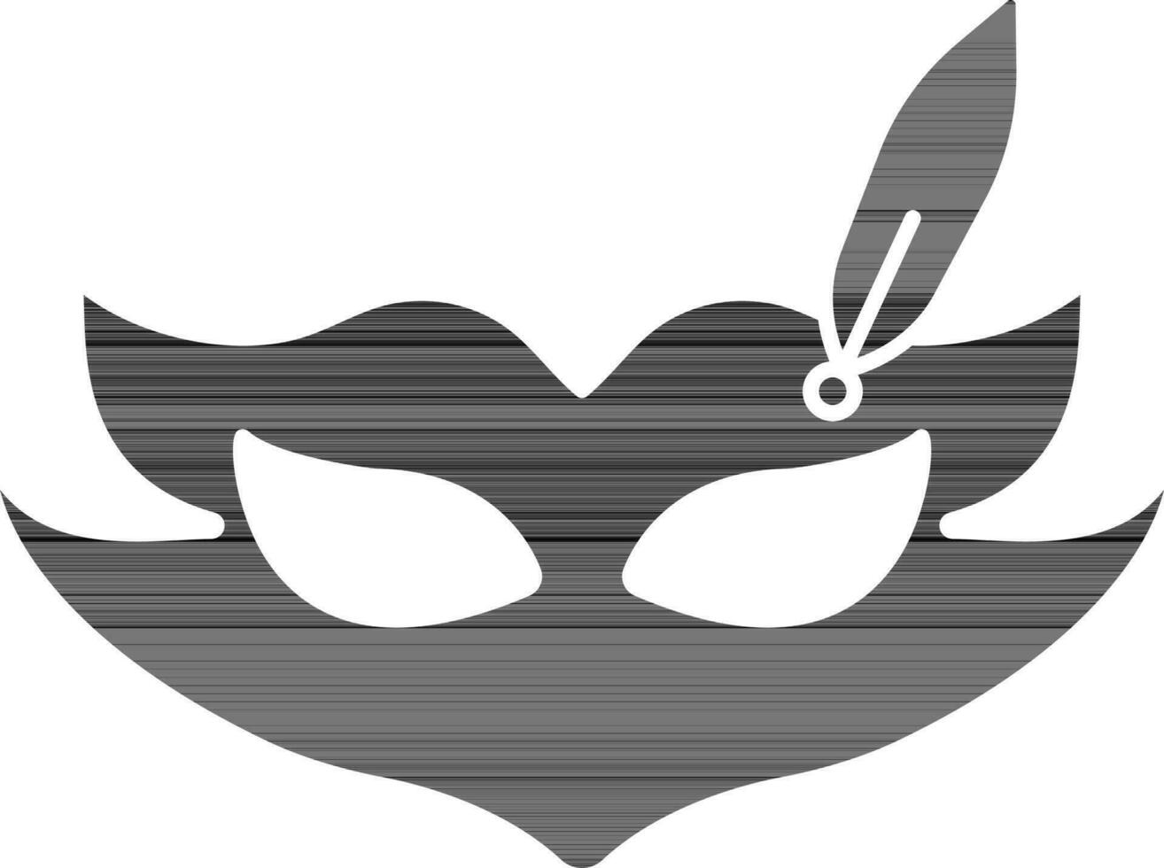 Black Feather Mask Icon In Flat Style. vector