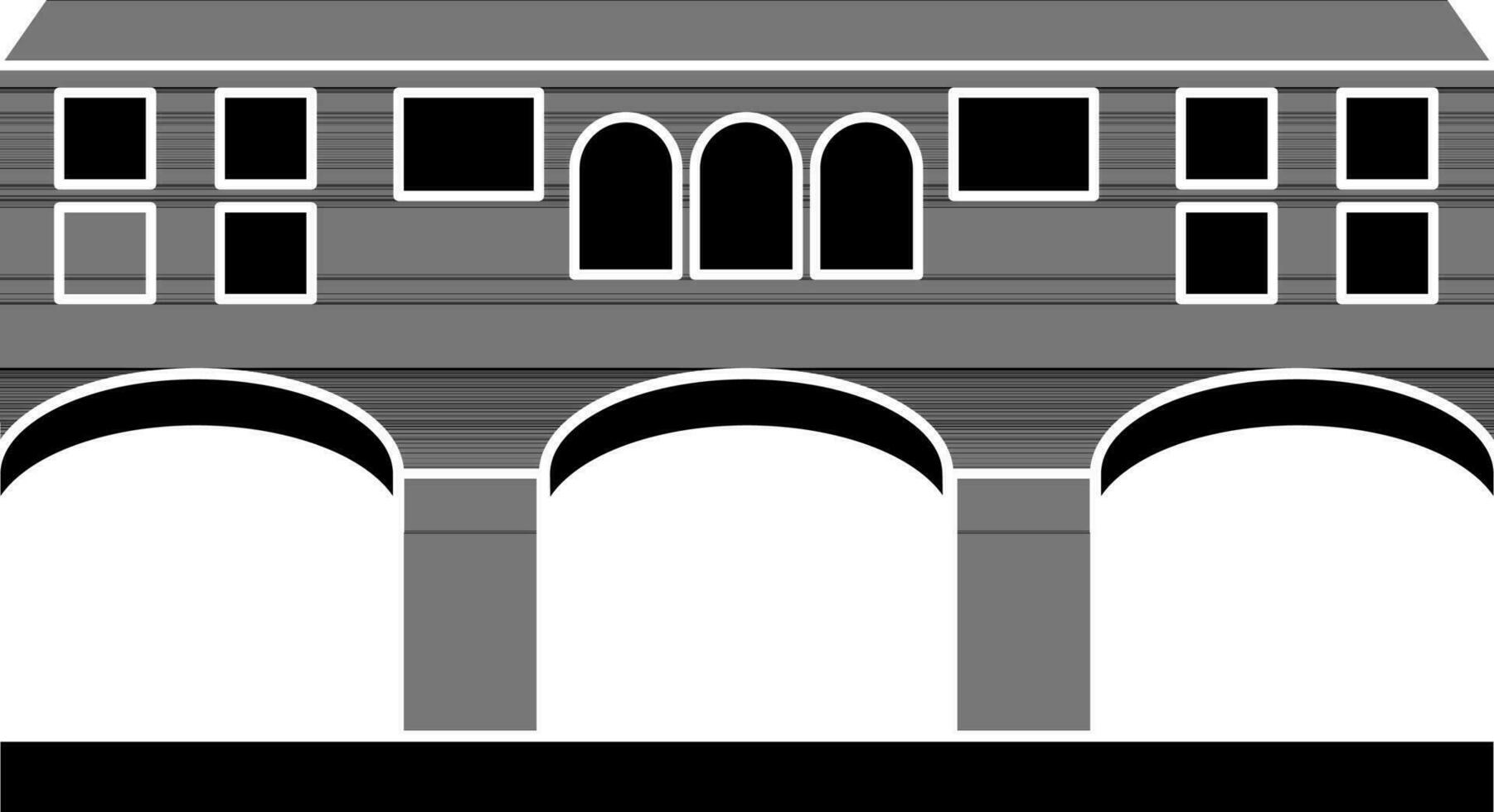 Ponte Vecchio Icon In black and white Color. vector