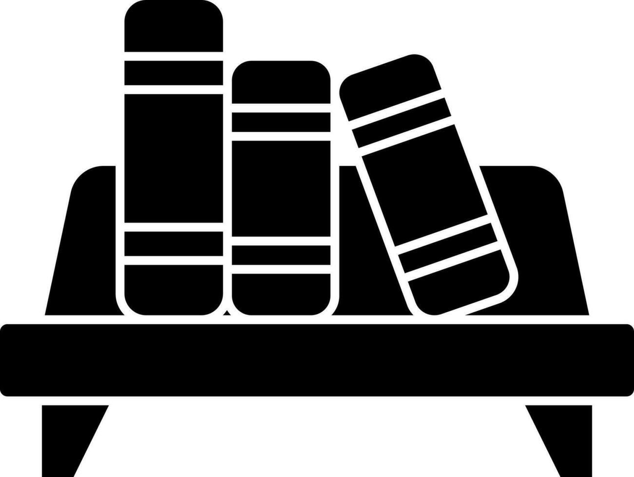 black and white Books On Sofa Icon In Flat Style. vector