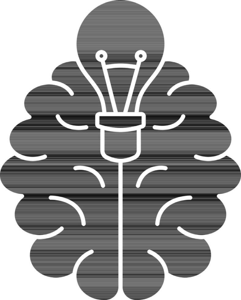 Bright Brain Or Idea black and white Icon In Flat Style. vector