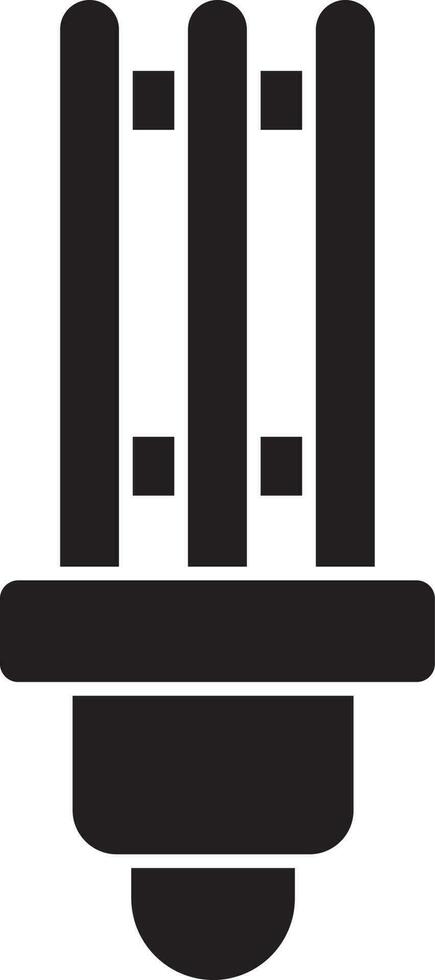 black and white CFL Compact Fluorescent Light Icon. vector