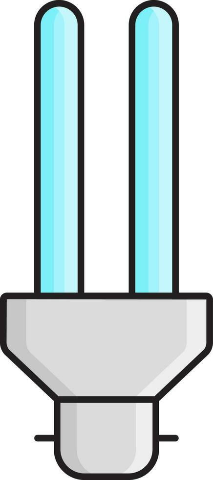 Cyan And Gray CFL Compact Fluorescent Light Icon. vector