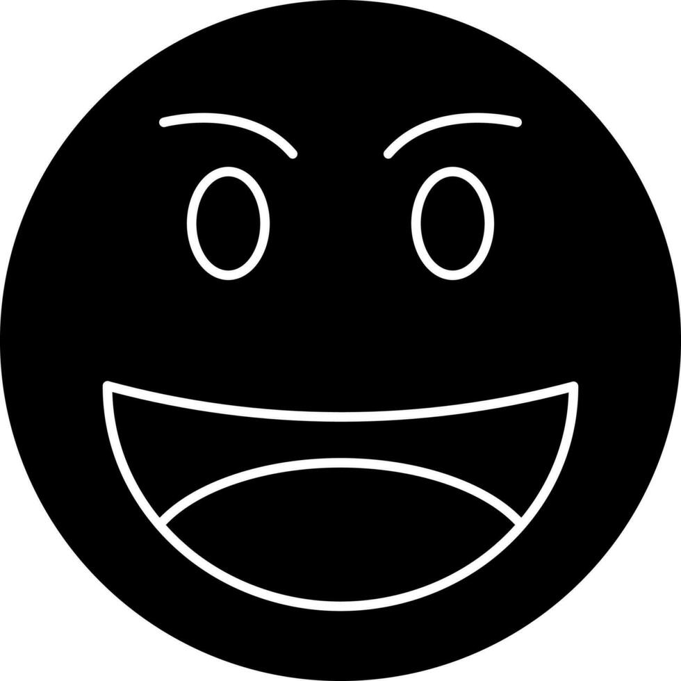 negro y blanco sonriente cara emoji icono. vector