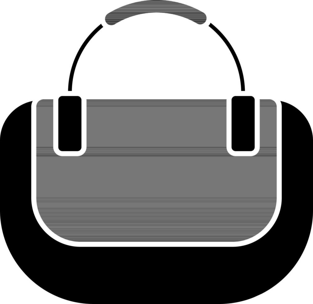 Isolated Carry Bag Or Purse Icon In black and white Color. vector