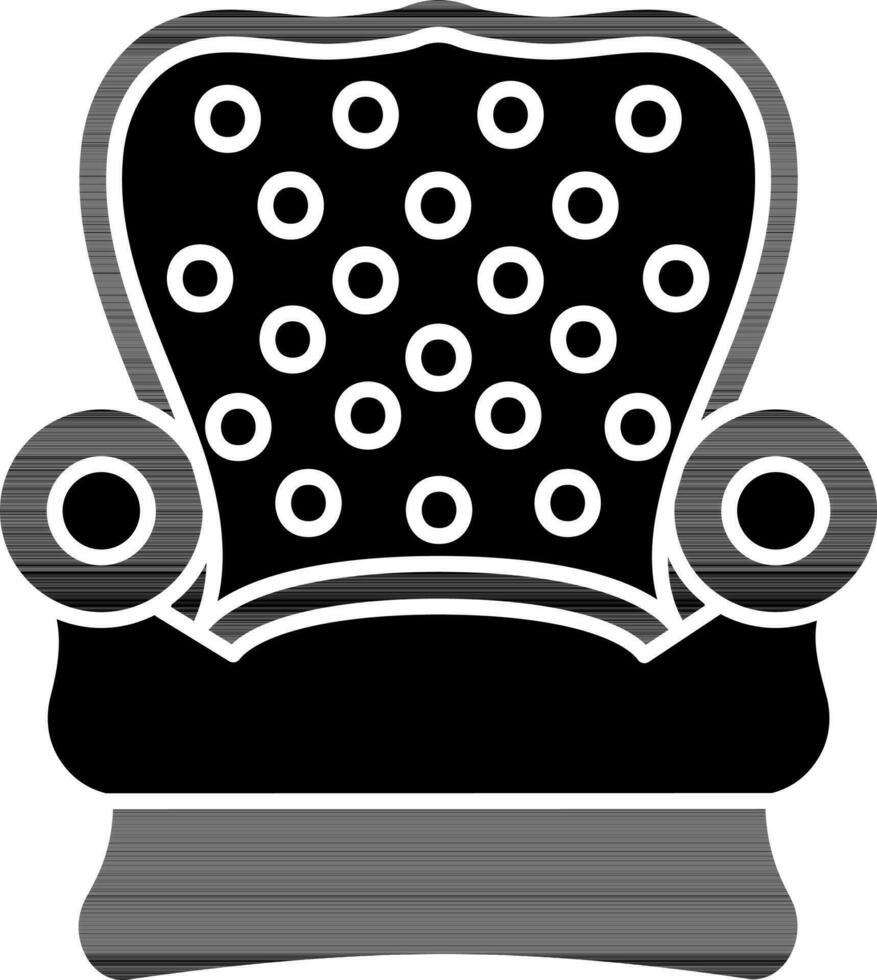 Royal Armchair Icon In black and white Color. vector