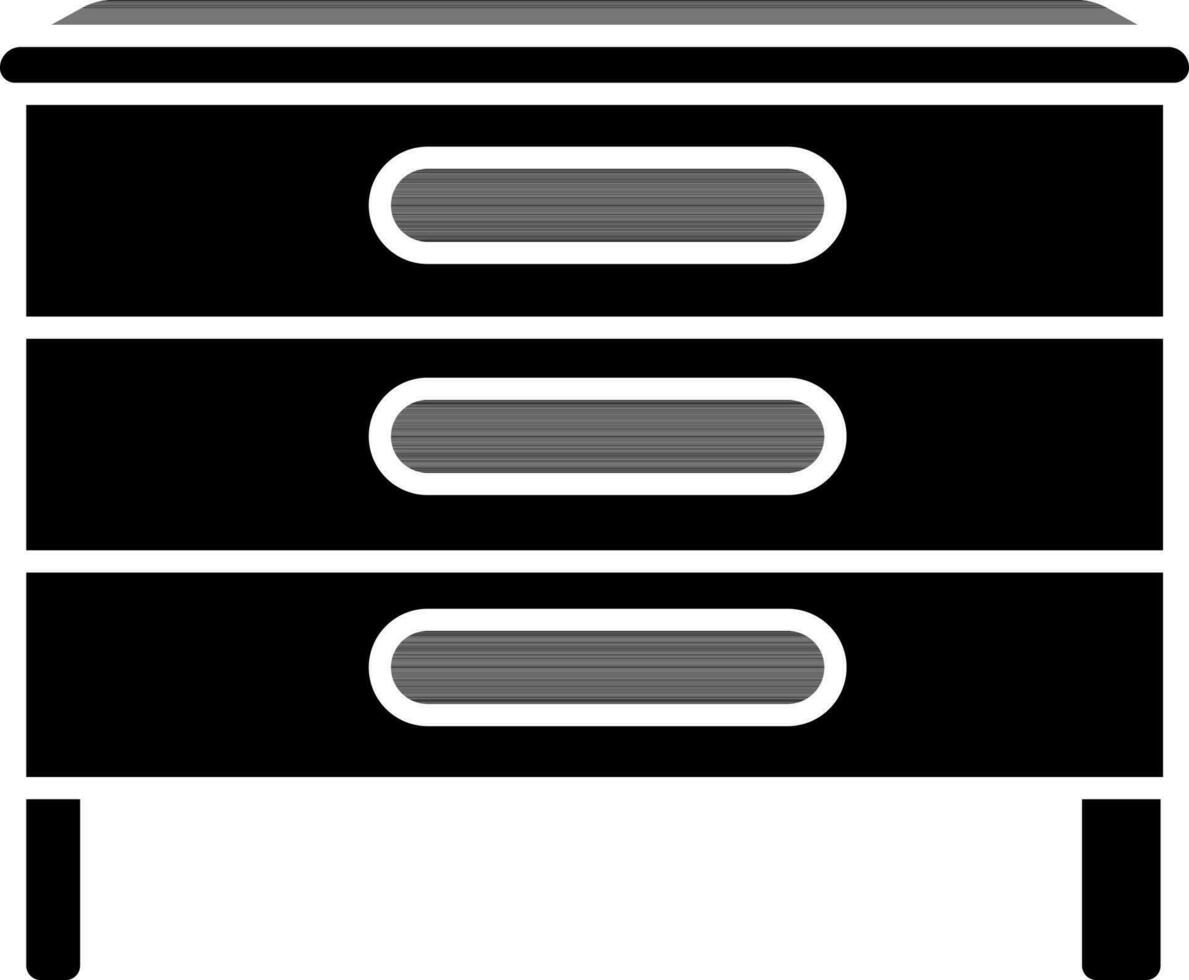 Flat Style Drawer Icon In black and white Color. vector