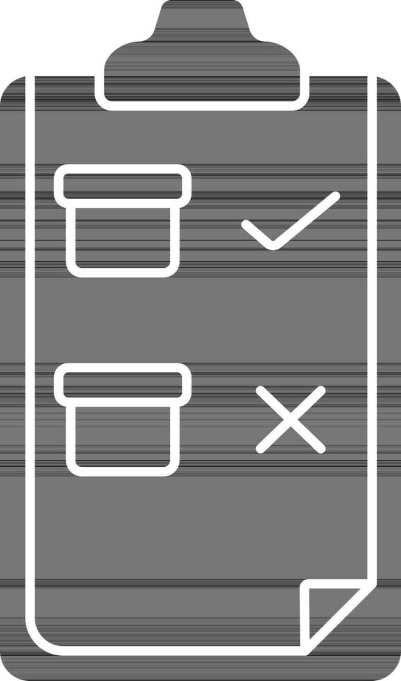 Inventory Check In Clipboard Icon In black and white Color. vector