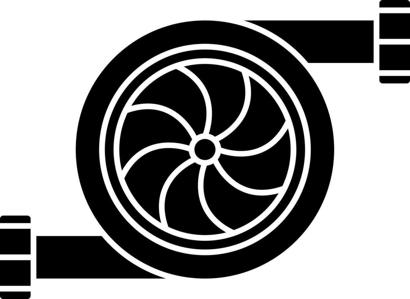 Turbocharger Icon In black and white Color. vector