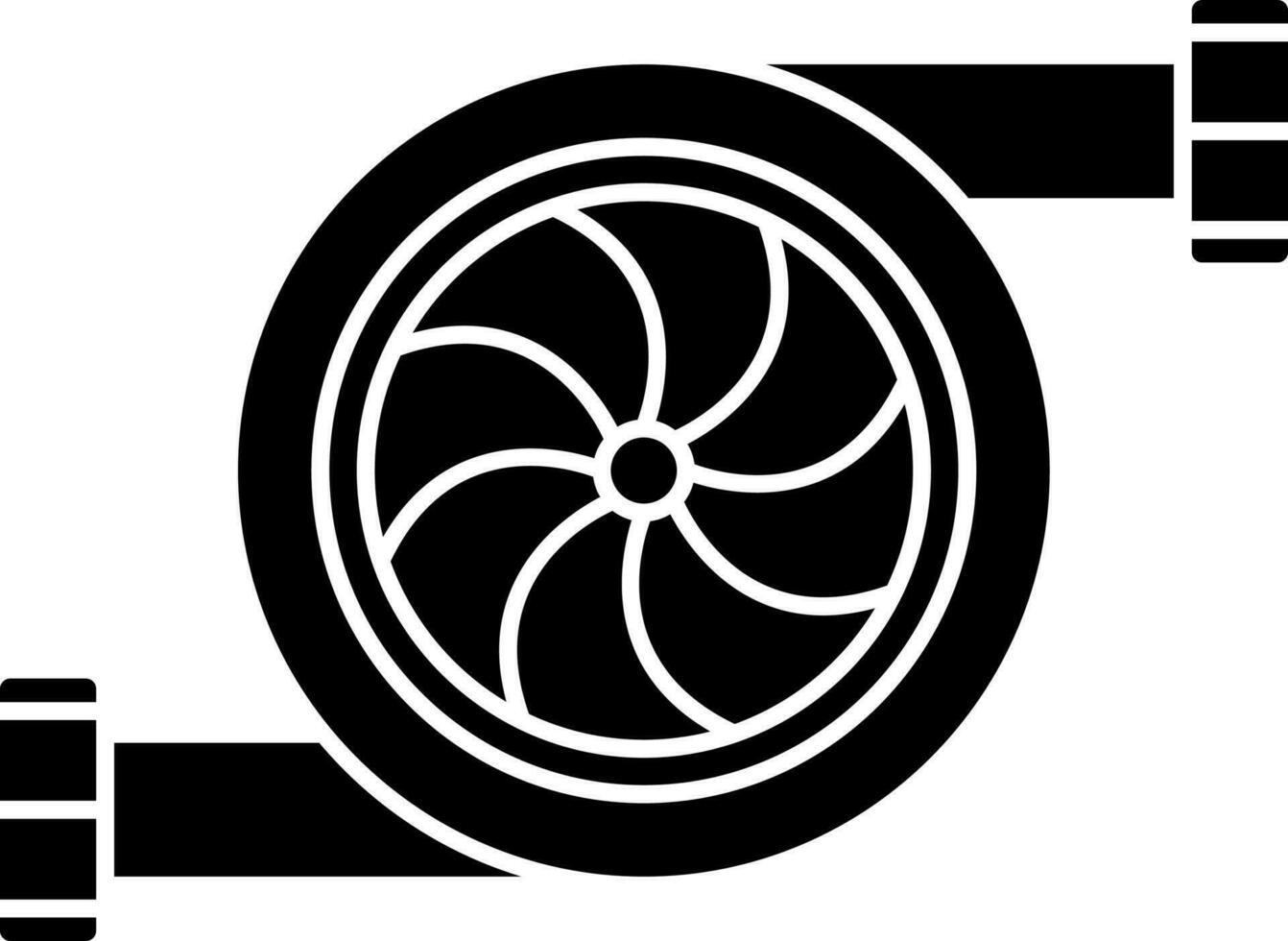 Turbocharger Icon In black and white Color. vector