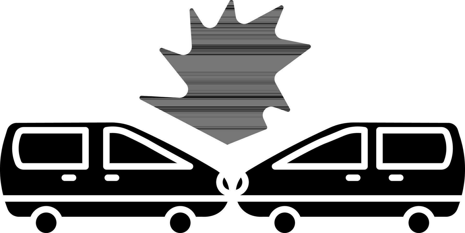 Car Accident Icon In black and white Color. vector